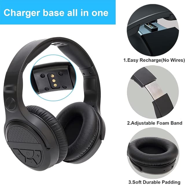 Detalle de MONODEAL 2025 Cuffie Wireless TV Plug and Play con base di ricarica e fino a 28 ore