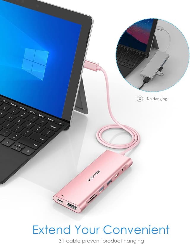 Thumbnail 1 de LENTION Hub USB-C 4K HDMI, 2 USB 3.0, Tarjeta, Jack 3.5mm