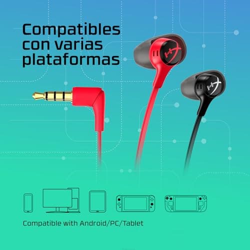 Detalle de HyperX Cloud EarBuds II negros: auriculares con micrófono para usar a diario