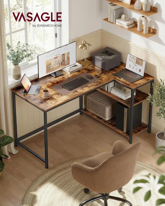 Detalle 2 de VASAGLE Scrivania Angolare L 120x80 Marrone