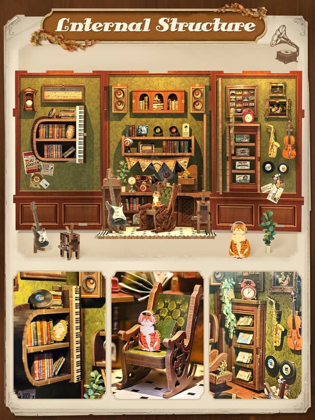 Thumbnail 6 de Cutefun DIY Book Nook Model Kit con luci LED e inserto scenico per libreria