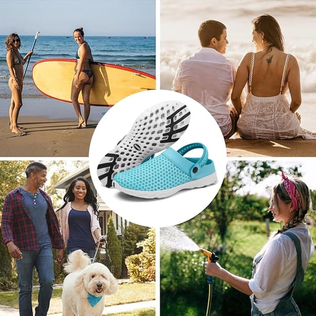 Detalle 2 de SAGUARO Unisex Clogs für den Sommer – leichte Hausschuhe & Gartenschuhe in Hellblau (EU-Größen 36–48)