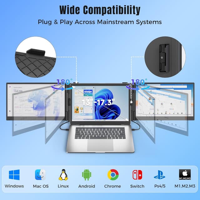 Detalle 2 de KEFEYA Écran portable 14" triple (extension PC) FHD 1080p 100% sRGB, plug & play