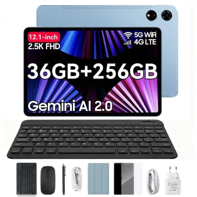 Detalle de Blackview Mega 3 (12GB/256GB) con MediaTek G100, pantalla 12,1" 2.5K y 4G, azul