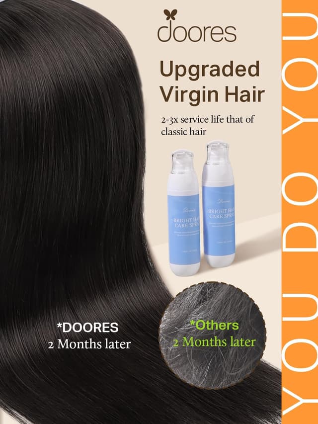 Thumbnail 1 de DOORES Extension Capelli Remy biadesivo 45 cm, marrone scuro (20 pezzi, 50 g)