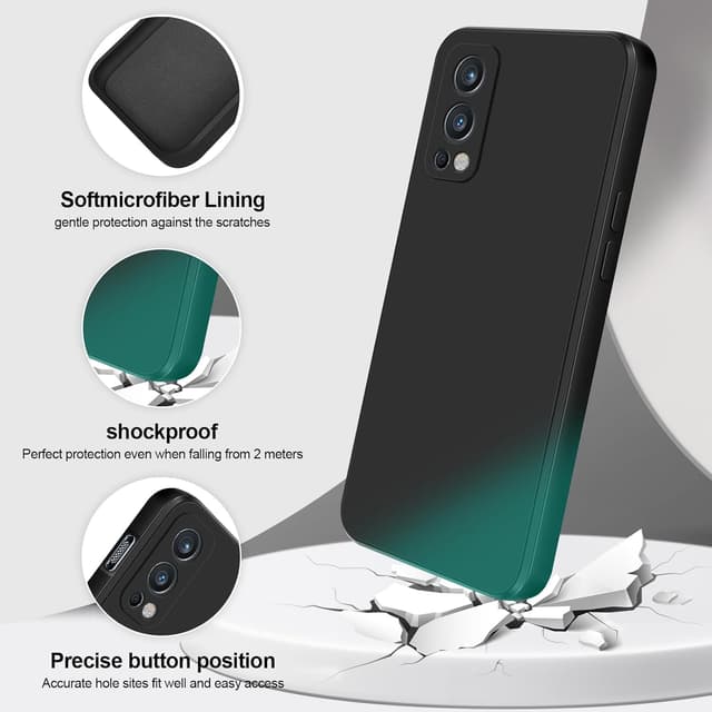 Detalle 2 de GiiYoon Hülle für OnePlus Nord 2 (5G) – Liquid-Silicone Case mit Mikrofaserfutter, schwarz