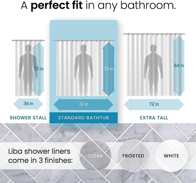 Thumbnail 2 de LiBa 72x72 Waterproof PEVA Shower Curtain