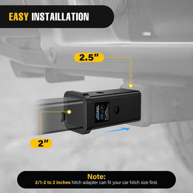 Detalle de Nilight 2-1/2 in to 2 in Trailer Hitch Receiver Extender/Adapter Reducer Sleeve