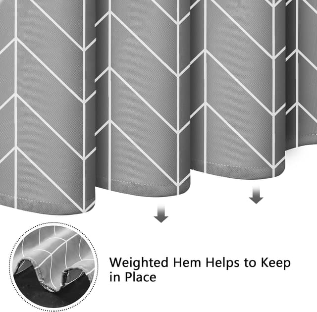 Detalle 2 de Rideau de douche KAIMEIYU en polyester gris 180 x 200 cm avec 12 crochets