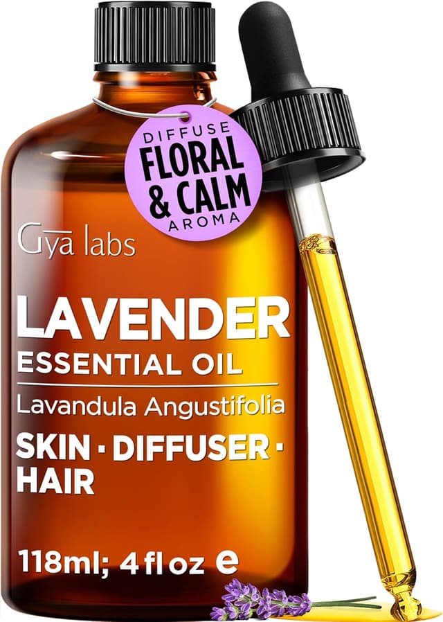 Detalle de Gya Labs Lavender Essential Oil for Diffuser (118ml) – 100% Pure Natural Lavender Oil