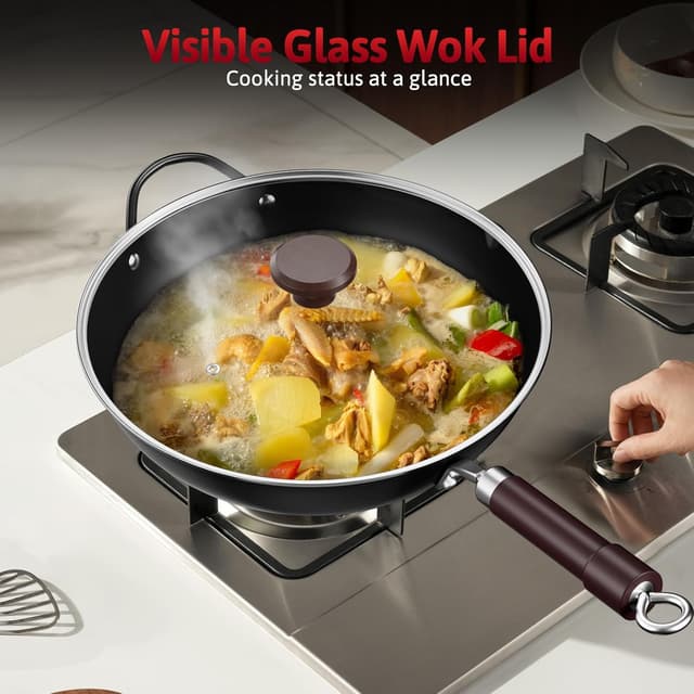 Thumbnail 6 de Jobin Wok de Acero al Carbono 32cm con Tapa y Asas de Madera