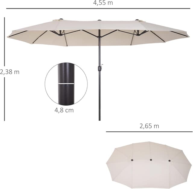 Thumbnail 6 de Outsunny Sombrilla Parasol Doble 4,55 m