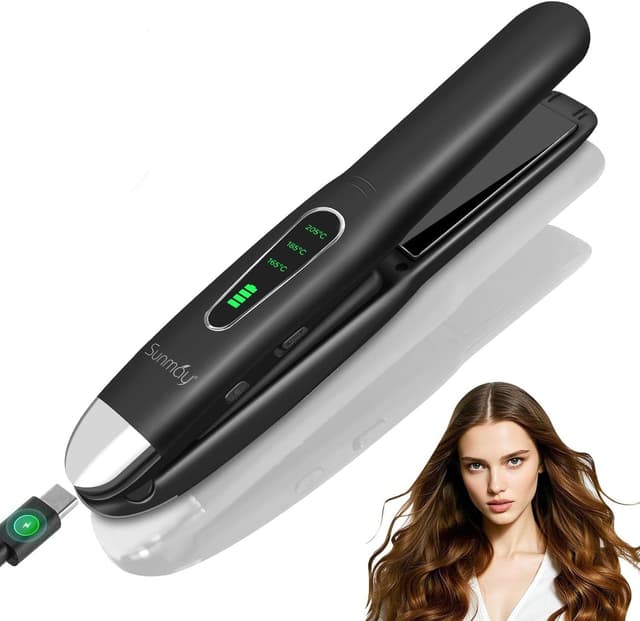 Detalle de SUNMAY Cordless Hair Straightener (0.85-inch titanium) — 2-in-1 mini flat iron for travel