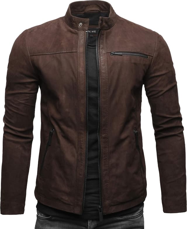 Detalle de Crone Epic Herren Lederjacke „Cleane Basic“ aus 100% Echtleder – in vielen Varianten und Farben