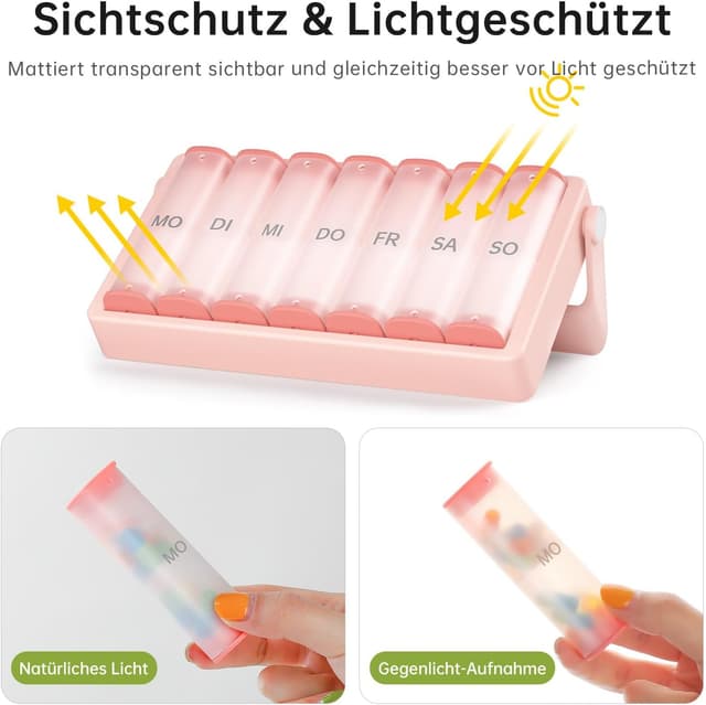 Detalle 2 de KOVIUU Tablettenbox 7 Tage, 14 Fächer