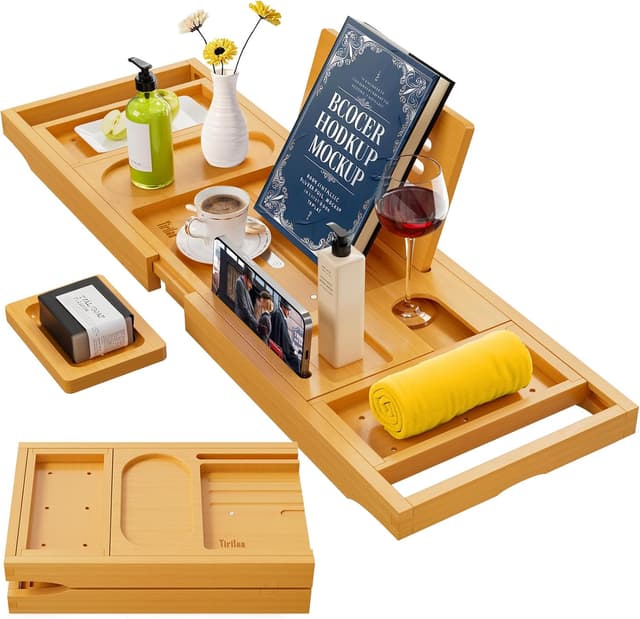 Detalle de Yirilan Badewannenablage 41 Zoll Bambus