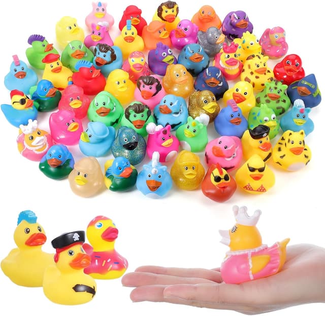 Detalle de 30 Pcs Rubber Duck Assorted Bath Toys (Plastic Rubber Duckies) – Bag Fillers & Party Favour Ducks