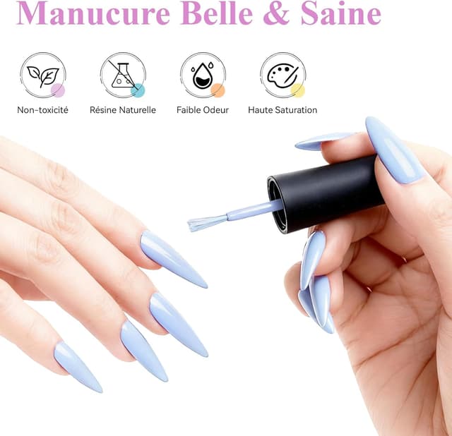 Detalle 2 de Kit vernis semi permanent VANREESA 20 couleurs avec lampe UV 36 W, base, top & paillettes (25 pièces)