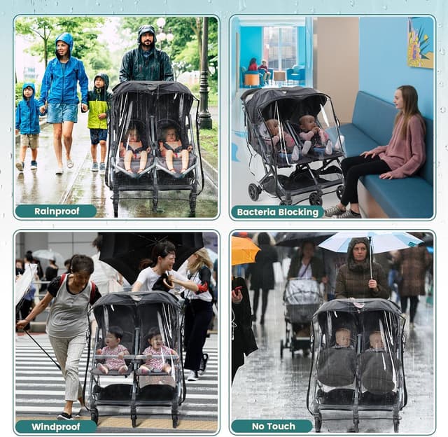Thumbnail 5 de Orzbow Universal Rain Cover for Double Pushchair ๐