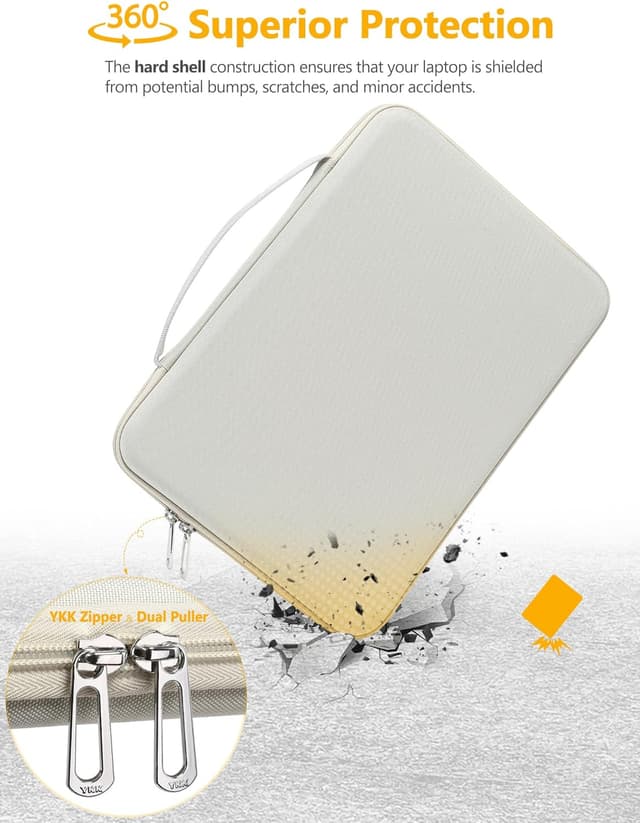 Detalle de HYZUO Hartschalen-Laptophülle 13,3–14 Zoll für MacBook Pro/Air & weitere 13"-Geräte, Beige