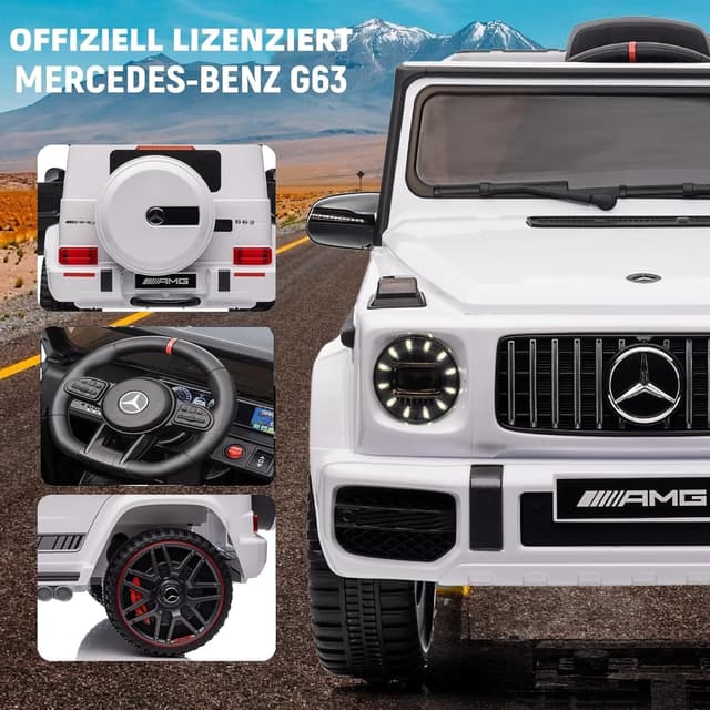 Detalle de LEADZM Kinder-Elektroauto Mercedes G63 (12V, 7Ah) mit Fernbedienung und 2,4-GHz-Funksystem