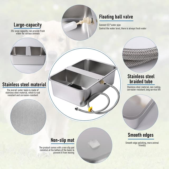 Detalle de MasXirch automatischer Wasserspender für Hunde 25 l – XL aus Edelstahl, selbstnachfüllend