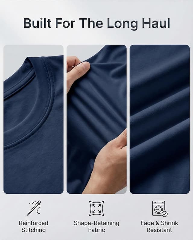 Detalle de Real Essentials 4-Pack Men’s Long Sleeve Moisture-Wicking Shirts (UPF 50 Sun Protection)