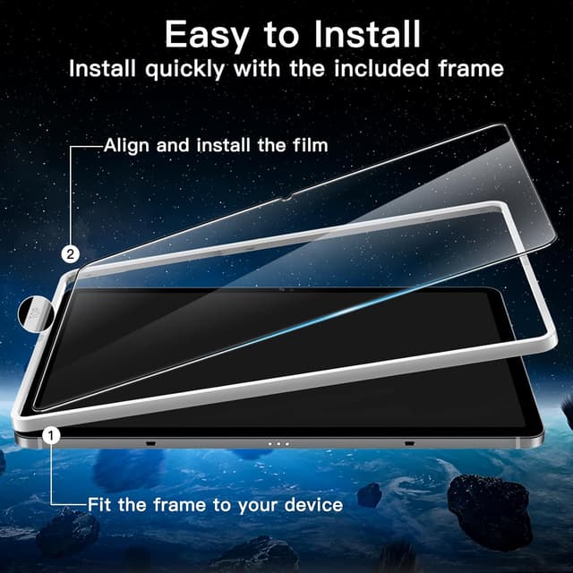 Detalle de JETech Schutzfolie für Samsung Galaxy Tab S10 FE Plus / S10 FE+ (2025, 13,1 Zoll) mit 9H gehärtetem Glas & Installationsrahmen – 2 Stück