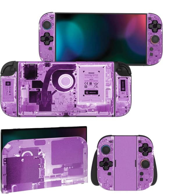 Detalle de PlayVital Full Set Protective Skins for Nintendo Switch 2 Purple Tear Down