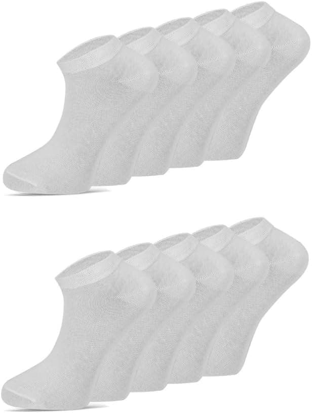 Detalle de Sneaker Socken Herren & Damen – Premium 10 Paar Sneaker-Socken aus Baumwolle (kurz), Schwarz/Weiß/Grau