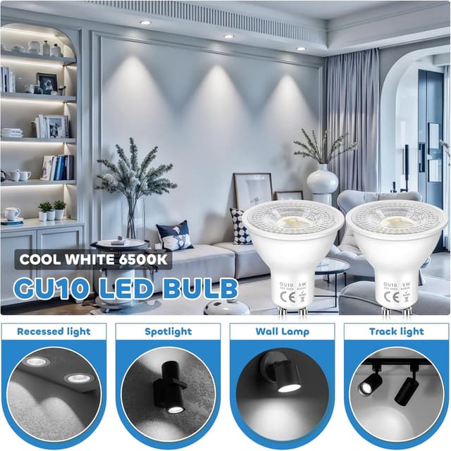 Detalle 2 de Bombillas LED GU10 Spot 5W 500 lm 6500K paquete 10