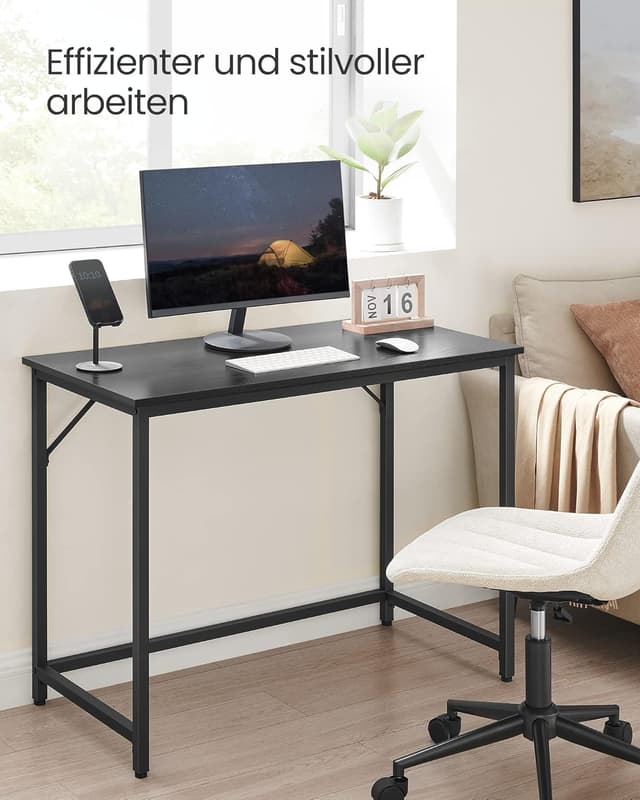 Detalle de VASAGLE Computertisch LWD041B56V1 – 100 x 50 cm Bürotisch für Arbeitszimmer & Co.