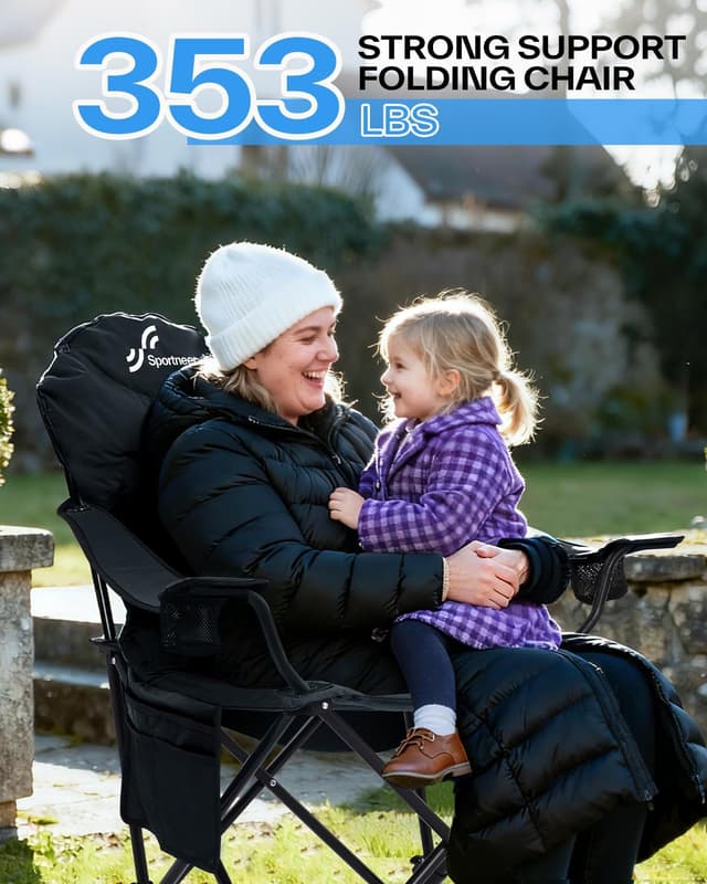 Detalle 2 de Sedia pieghevole da campeggio fino a 160 kg con 3 angoli regolabili, schienale e poggiatesta + borsa