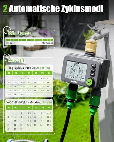 Detalle de RAINPOINT Programador de riego con 2 salidas y temporizador automático (retardo por lluvia y modo manual)