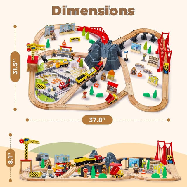 Thumbnail 2 de SainSmart Jr. 112PCS Wooden Train Set for Toddlers 🚂