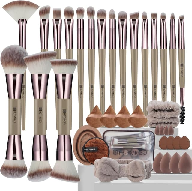 Detalle de HEYMKGO set di 40 pennelli make up professionali con doppia estremità e accessori