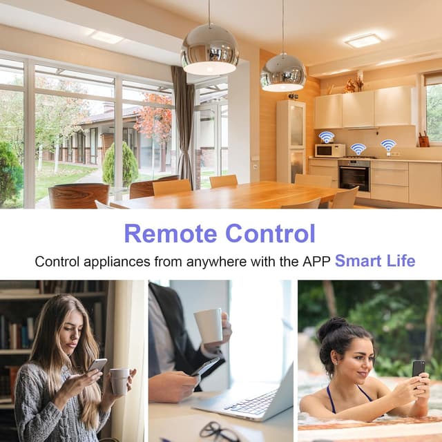 Detalle 2 de ANTELA WLAN Smart Steckdose 16A mit Stromverbrauch messen – kompatibel mit Alexa/Google Home, Smart Life App (2,4 GHz, 4er-Set)