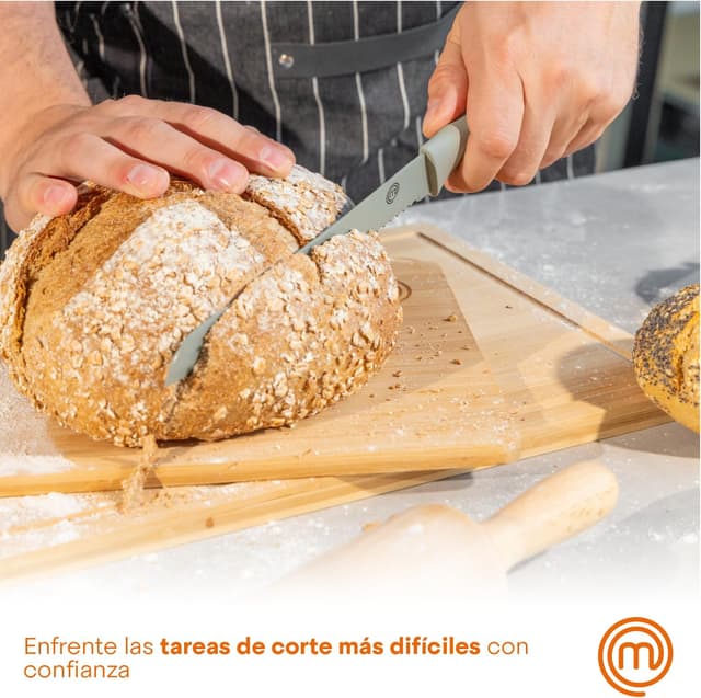 Detalle de MasterChef Set de Cuchillos de Cocina 🧑🍳 5 Piezas Acero Inoxidable