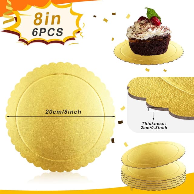 Thumbnail 1 de WDZGX Cake Board 20cm Tortenunterlage Rund 6 Stück Gold