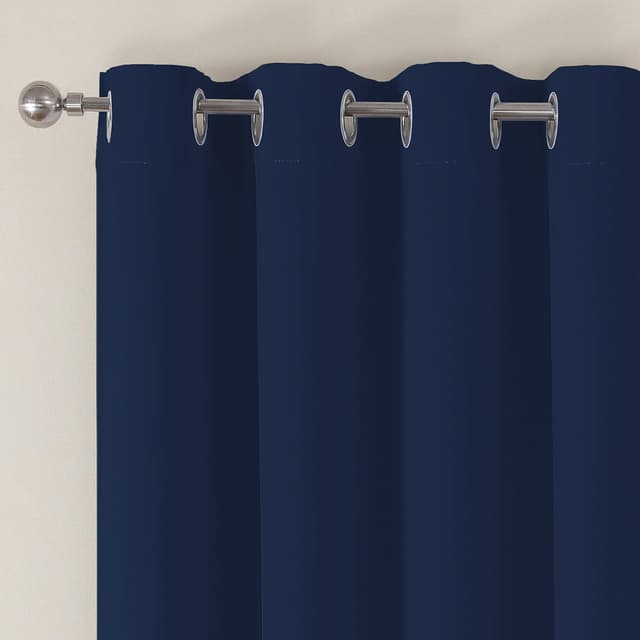 Detalle 2 de VEHEDE Navy Blackout Thermal Curtains (2 Panels) – Eyelet room darkening for bedroom & living room