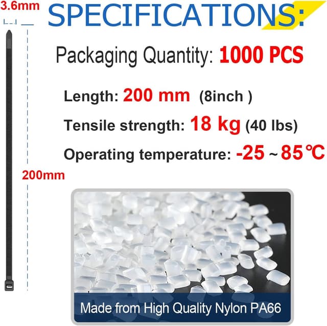 Thumbnail 1 de Yaluzibi Cable Ties 3.6 x 200mm 1000-pack