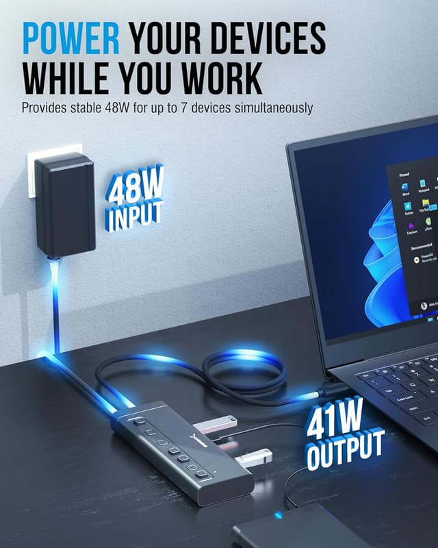 Detalle 1 de Sabrent HB-3A4C Powered USB Hub