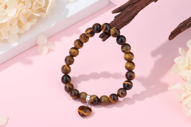 Detalle de XIANNVXI Herz-Armband für Damen mit Stein- und Kristallperlen (8 mm) – elastisches Perlenarmband als Schmuckgeschenk