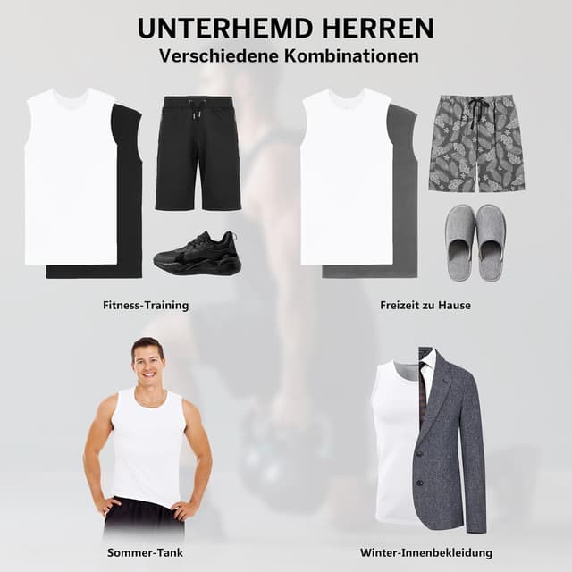 Thumbnail 6 de Falechay 3er Pack Unterhemd Herren 100% Baumwolle