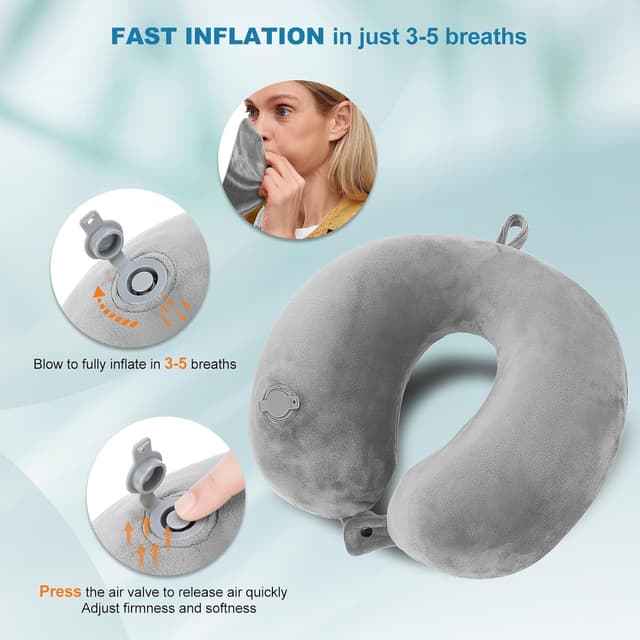 Detalle 2 de Cirorld Almohada de Viaje Hinchable 3-5 respiraciones