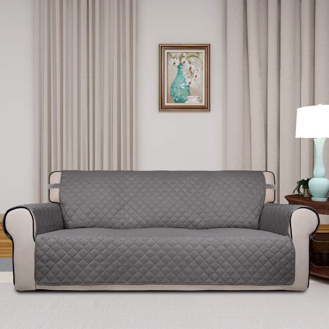 Detalle 2 de PureFit Reversible Quilted Sofa Cover, Gray