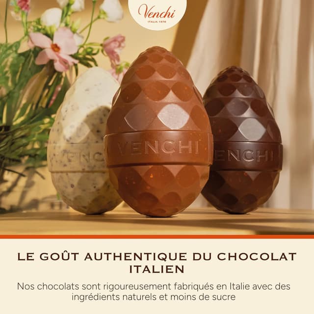 Thumbnail 6 de Venchi Œuf au chocolat à la noix de coco, éclats de biscuit noir (150 g) sans gluten, avec surprise