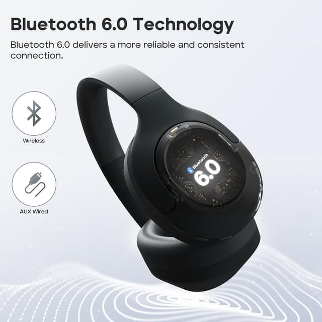 Detalle de Tribit QuietPlus 81 wireless noise-cancelling headphones with deep bass and up to 110H playtime