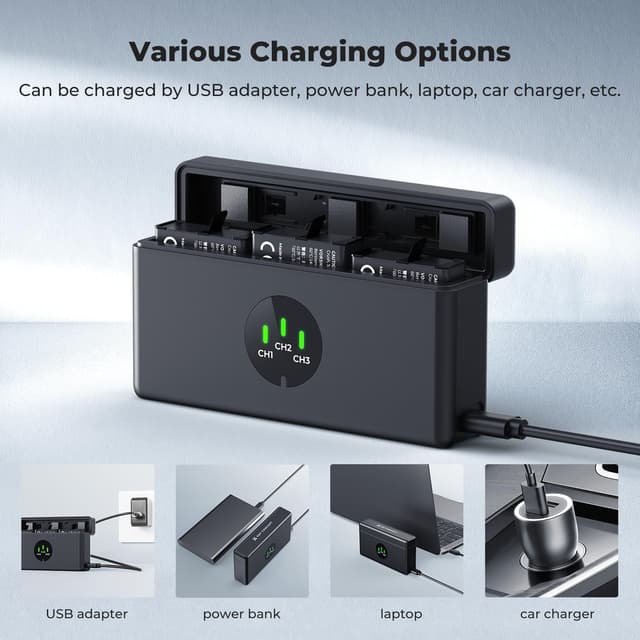 Thumbnail 4 de K&F CONCEPT OSMO 360 Caricabatterie 3 slot