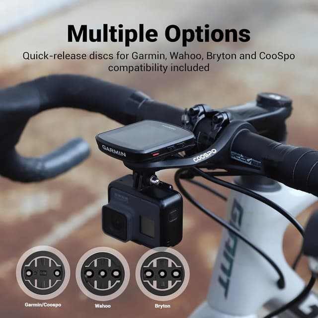 Detalle 2 de CooSpo Fahrradcomputer-Halterung mit Schnellspanner – Out-Front-Erweiterung für Garmin, Wahoo, Bryton & CooSpo